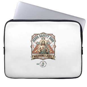 Jesus Safety Sign Warning Label Jesus Safety Sign  Laptop Sleeve