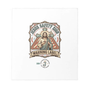 Jesus Safety Sign Warning Label Jesus Safety Sign Notepad