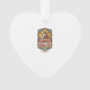 Jesus Safety Sign Warning Label Jesus Safety Sign  Ornament