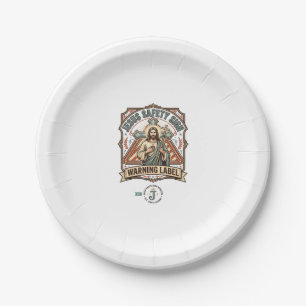 Jesus Safety Sign Warning Label Jesus Safety Sign  Paper Plate