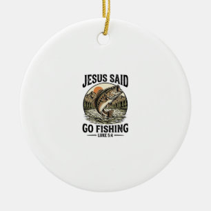 Jesus Said Go Fishing Vintage Bass Christian Ceramic Tree Decoration