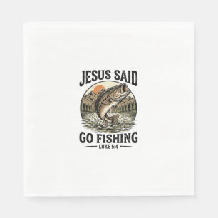 Jesus Said Go Fishing Vintage Bass Christian Napkin