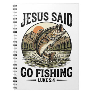 Jesus Said Go Fishing Vintage Bass Christian Notebook