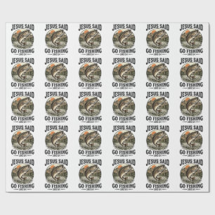 Jesus Said Go Fishing Vintage Bass Christian Wrapping Paper