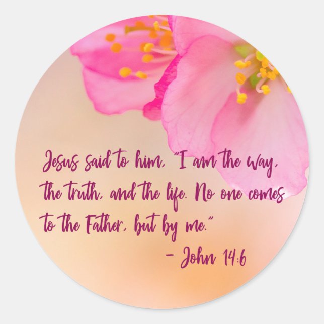 Jesus Said To Him Christian Floral Inspirational Classic Round Sticker (Front)
