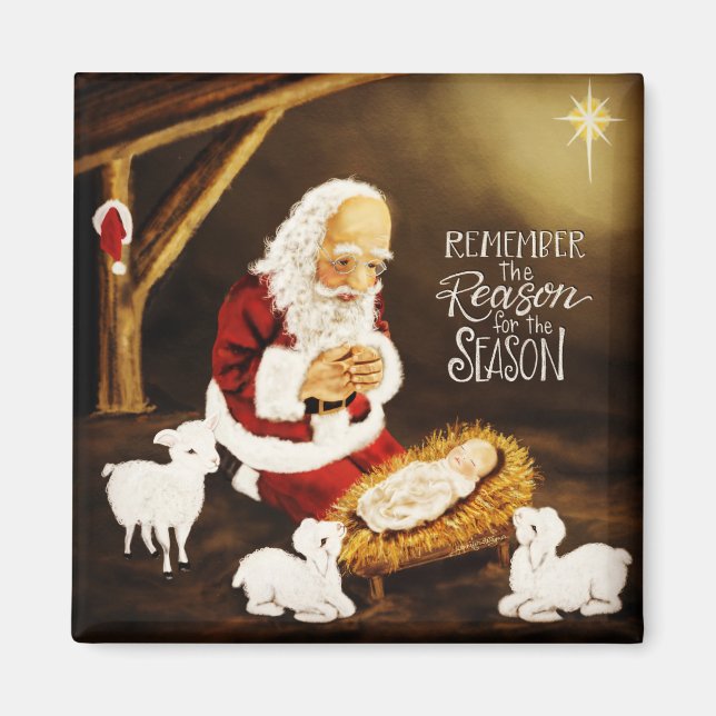 Jesus Santa Religious Season Christmas  Magnet (Front)