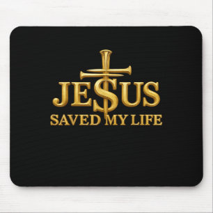 Jesus Saved My Life Christian Cross Faith Gift Men Mouse Mat