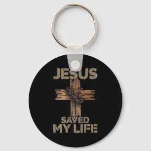 Jesus Saved My Life Christian Cross God Faith Bibl Key Ring