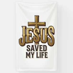 Jesus Saved My Life Cross Vintage Banner