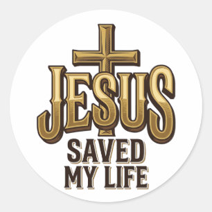 Jesus Saved My Life Cross Vintage Classic Round Sticker