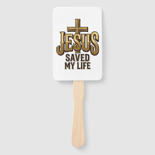 Jesus Saved My Life Cross Vintage Hand Fan