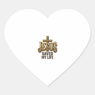 Jesus Saved My Life Cross Vintage Heart Sticker