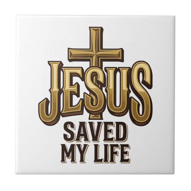 Jesus Saved My Life Cross Vintage Tile (Front)