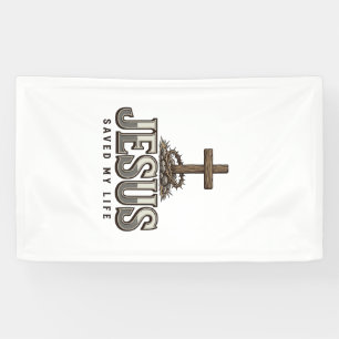 Jesus Saved My Life Vintage Engraving Christian De Banner