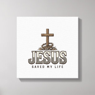 Jesus Saved My Life Vintage Engraving Christian De Canvas Print