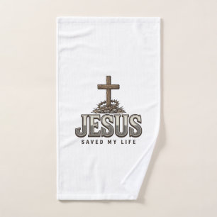 Jesus Saved My Life Vintage Engraving Christian De Hand Towel