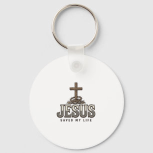 Jesus Saved My Life Vintage Engraving Christian De Key Ring