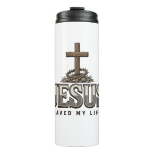 Jesus Saved My Life Vintage Engraving Christian De Thermal Tumbler