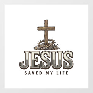 Jesus Saved My Life Vintage Engraving Christian De Window Cling