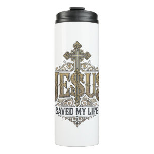 Jesus Saved My Life Vintage Engraving Christian Sh Thermal Tumbler