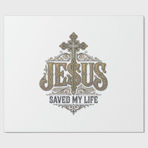 Jesus Saved My Life Vintage Engraving Christian Sh Wrapping Paper