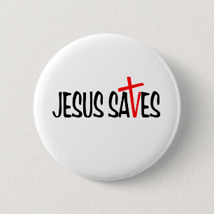 Jesus Saves 6 Cm Round Badge