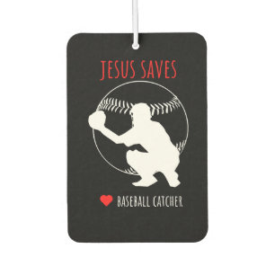 Jesus Saves Baseball Catcher Funny Sports Lover Car Air Freshener