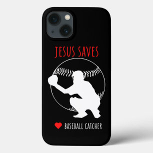 Jesus Saves Baseball Catcher Funny Sports Lover iPhone 13 Case