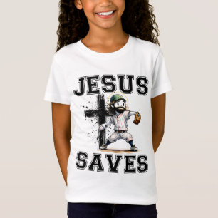 Jesus Saves Baseball Religious Christian Faith Cro T-Shirt
