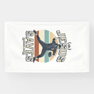 Jesus Saves Baseball Vintage Christian Vector Desi Banner