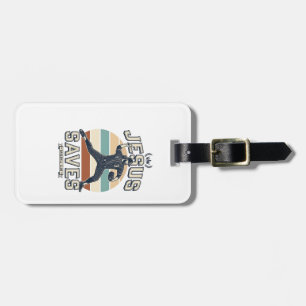 Jesus Saves Baseball Vintage Christian Vector Desi Luggage Tag