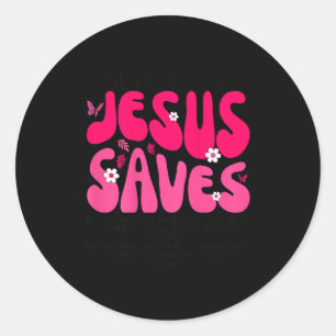 Jesus Saves Bible Verse Christian Faith Religious Classic Round Sticker