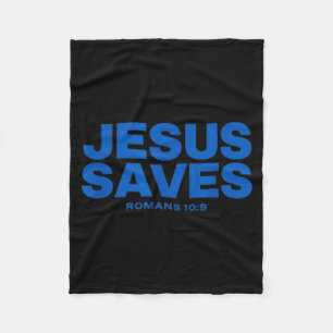 Jesus Saves Bible Verse Romans 10 9 Statement Fleece Blanket