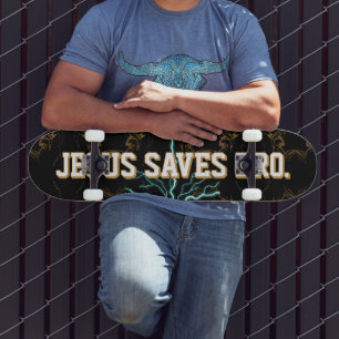 Jesus Saves Bro. Abstract Red Blood Skateboard