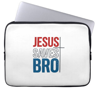 Jesus Saves Bro Christian Typography T-Shirt Desig Laptop Sleeve