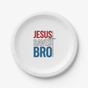 Jesus Saves Bro Christian Typography T-Shirt Desig Paper Plate