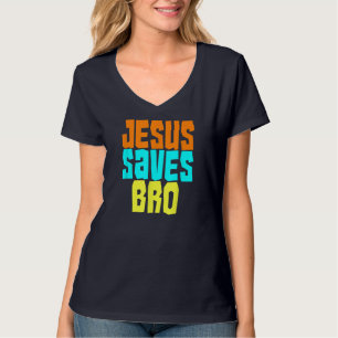 Jesus Saves Bro Funny Christian Bold Faith Surfing T-Shirt