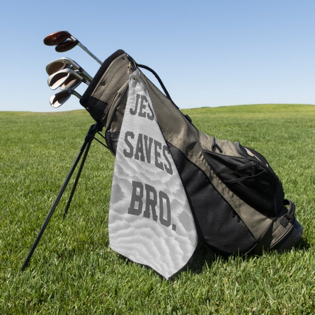 Jesus Saves Bro.  Golf Towel (Green)