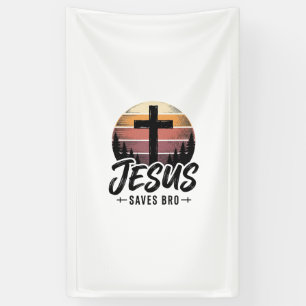 Jesus Saves Bro Vintage Christian Cross Shirt Desi Banner