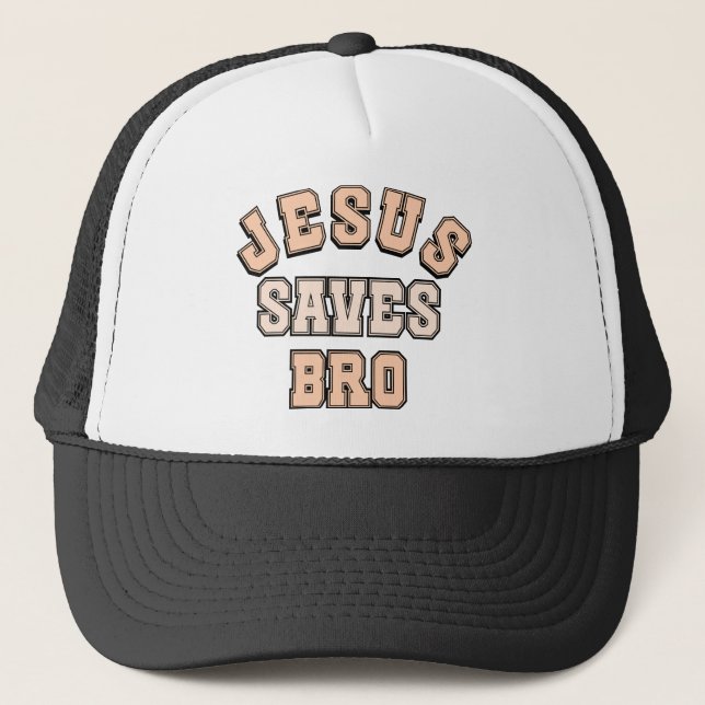 JESUS SAVES BRO VINTAGE TRUCKER HAT (Front)