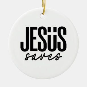 JESUS SAVES CERAMIC TREE DECORATION