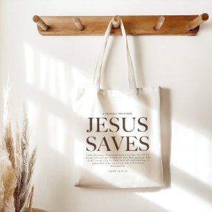 Jesus Saves Christian Aesthetic Unisex Tote Bag