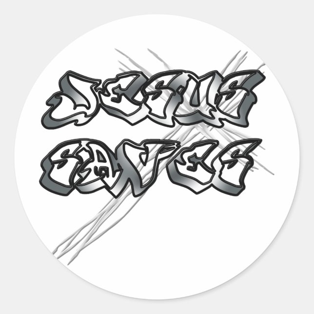 Jesus Saves Christian Classic Round Sticker (Front)