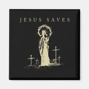 Jesus Saves Christian Faith Cross Vintage Religiou Magnet