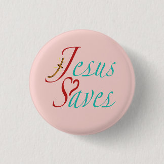 Jesus Saves Christian Quote 3 Cm Round Badge