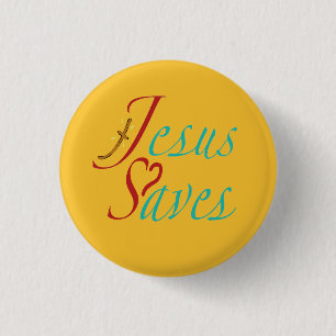 Jesus Saves Christian Quote 3 Cm Round Badge