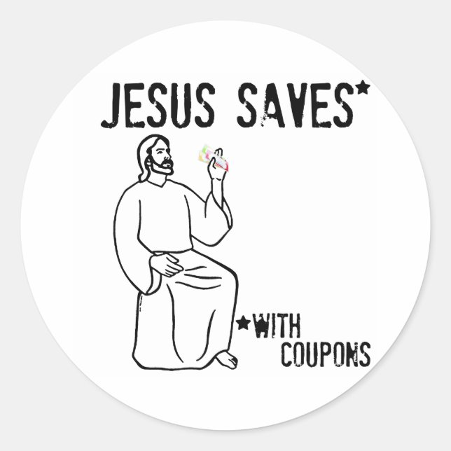 Jesus Saves Classic Round Sticker (Front)