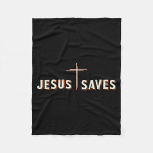 Jesus Saves Cross God Christian Graphic Fleece Blanket