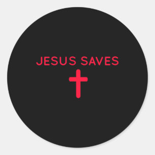 Jesus Saves Cross Subtle Christian Faith Minimal R Classic Round Sticker
