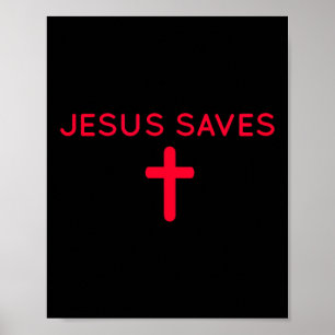 Jesus Saves Cross Subtle Christian Faith Minimal R Poster